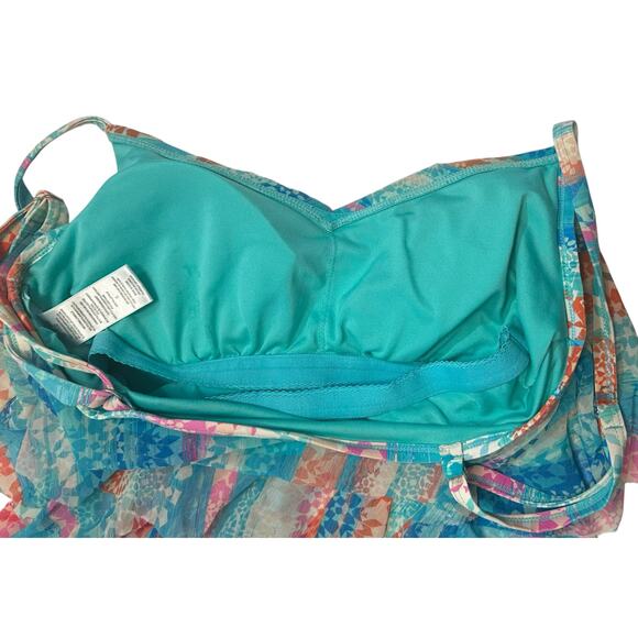 2/$15 Beach House Portia Tiered Mesh Tankini Swim Top Padded Shelf Bra Size 6 - Picture 8 of 10
